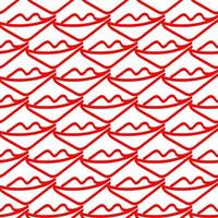 Vektornahtlose Musterillustration mit roten Lippen in abstrakter Linienart auf weißem Hintergrund vektor