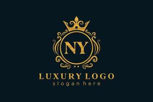 första ny brev kunglig lyx logotyp mall i vektor konst för restaurang, kungligheter, boutique, Kafé, hotell, heraldisk, Smycken, mode och Övrig vektor illustration.