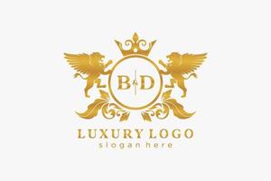 Anfangsbuchstabe bd lion royal Luxus-Logo-Vorlage in Vektorgrafiken für Restaurant, Lizenzgebühren, Boutique, Café, Hotel, heraldisch, Schmuck, Mode und andere Vektorillustrationen. vektor