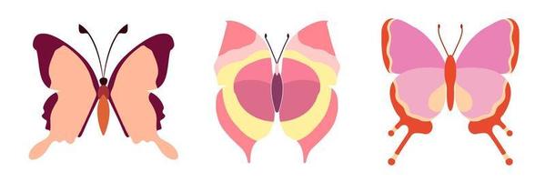 samling av fjärilar på en vit bakgrund. isolerat tecknad serie ikon uppsättning, dekorativ insekt. vektor