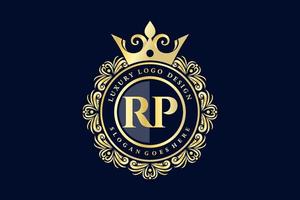 rp anfangsbuchstabe gold kalligraphisch feminin floral handgezeichnet heraldisch monogramm antik vintage stil luxus logo design premium vektor