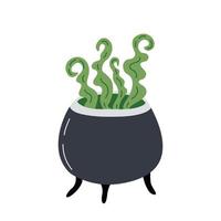 Vektorkessel mit grünem kochendem Trank. Halloween-Kessel-Illustration vektor