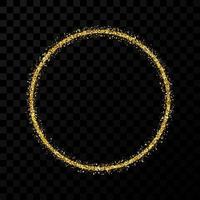 guld glitter ram. cirkel ram med skinande pärlar på mörk transparent bakgrund. vektor illustration