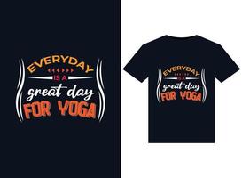 Jeder Tag ist ein großartiger Tag für Yoga-Illustrationen für druckfertige T-Shirt-Designs vektor