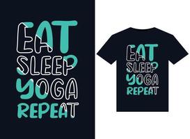 äta sömn yoga upprepa illustrationer för tryckfärdig t-tröjor design vektor