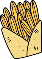 hand gezeichnete pommes-frites-illustration vektor