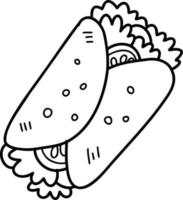 hand gezeichnete köstliche burritoillustration vektor