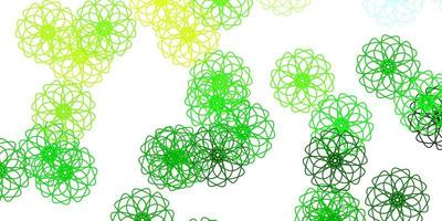 hellgrüne, gelbe Vektor-Gekritzelschablone mit Blumen. vektor