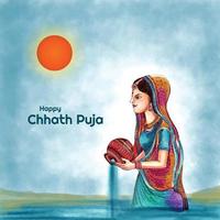 fröhlicher chhath puja feiertagshintergrund für das sonnenfest von indien vektor