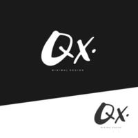 qx första handstil eller handskriven logotyp för identitet. logotyp med signatur och hand dragen stil. vektor
