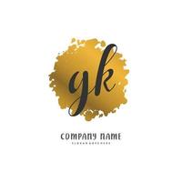 gk Anfangshandschrift und Signatur-Logo-Design mit Kreis. schönes design handgeschriebenes logo für mode, team, hochzeit, luxuslogo. vektor