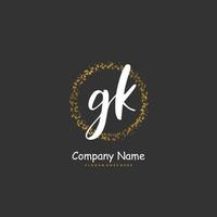 gk Anfangshandschrift und Signatur-Logo-Design mit Kreis. schönes design handgeschriebenes logo für mode, team, hochzeit, luxuslogo. vektor