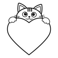 färg sida översikt av tecknad serie fluffig katt. färg bok för barn vektor
