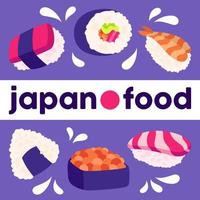 japanisches essen doodle design. Sushi-flaches Design vektor