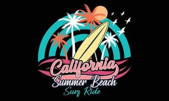 kalifornien sommar strand surfa ryttare vektor t-shirt design proffs vektor.