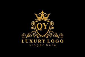 Royal Luxury Logo-Vorlage mit anfänglichem qy-Buchstaben in Vektorgrafiken für Restaurant, Lizenzgebühren, Boutique, Café, Hotel, Heraldik, Schmuck, Mode und andere Vektorillustrationen. vektor