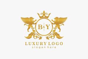 Initial by Letter Lion Royal Luxury Logo Vorlage in Vektorgrafiken für Restaurant, Lizenzgebühren, Boutique, Café, Hotel, heraldisch, Schmuck, Mode und andere Vektorillustrationen. vektor