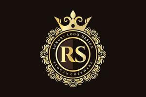 rs anfangsbuchstabe gold kalligrafisch feminin floral handgezeichnet heraldisch monogramm antik vintage stil luxus logo design premium vektor