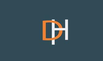 alfabetet bokstäver initialer monogram logotyp dh, hd, d och h vektor