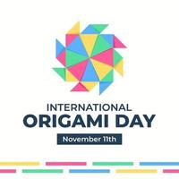 internationell origami dag affisch mall fyrkant bakgrund november firande vektor illustration