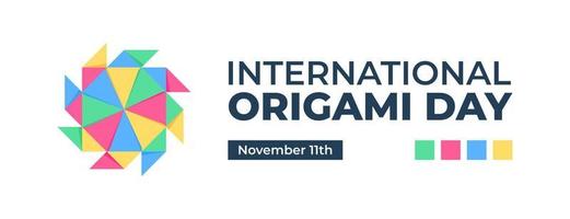 Internationaler Origami-Tag-Poster-Hintergrund-Banner-Vorlage mit buntem Origami-Papier vektor