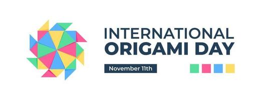 internationell origami dag affisch bakgrund baner mall med färgrik origami papper vektor