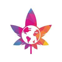 Welt-Cannabis-Vektor-Logo-Symbol. Cannabis-Welt-Logo-Design-Vorlage für Marihuana-Unternehmen. vektor