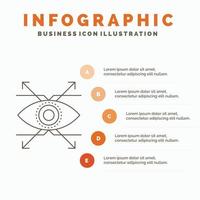 företag, öga, se, syn infographics mall för hemsida och presentation. linje grå ikon med orange infographic stil vektor illustration