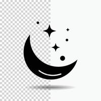 måne. natt. stjärna. väder. Plats glyf ikon på transparent bakgrund. svart ikon vektor