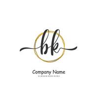 bk Anfangshandschrift und Signatur-Logo-Design mit Kreis. schönes design handgeschriebenes logo für mode, team, hochzeit, luxuslogo. vektor