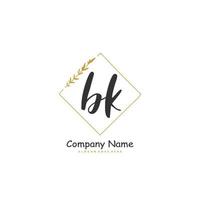 bk Anfangshandschrift und Signatur-Logo-Design mit Kreis. schönes design handgeschriebenes logo für mode, team, hochzeit, luxuslogo. vektor