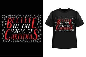 glaube an die magie von weihnachten - weihnachts-t-shirt-design-vorlage vektor