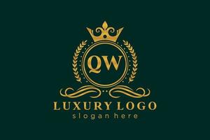 Royal Luxury Logo-Vorlage mit anfänglichem qw-Buchstaben in Vektorgrafiken für Restaurant, Lizenzgebühren, Boutique, Café, Hotel, Heraldik, Schmuck, Mode und andere Vektorillustrationen. vektor