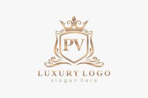 Anfangs-PV-Buchstabe Royal Luxury Logo-Vorlage in Vektorgrafiken für Restaurant, Lizenzgebühren, Boutique, Café, Hotel, Heraldik, Schmuck, Mode und andere Vektorillustrationen. vektor