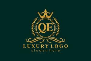 Anfangsbuchstabe qe Royal Luxury Logo Vorlage in Vektorgrafiken für Restaurant, Lizenzgebühren, Boutique, Café, Hotel, heraldisch, Schmuck, Mode und andere Vektorillustrationen. vektor