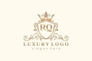 första rq brev kunglig lyx logotyp mall i vektor konst för restaurang, kungligheter, boutique, Kafé, hotell, heraldisk, Smycken, mode och Övrig vektor illustration.