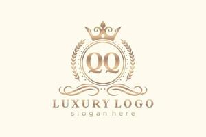 första qq brev kunglig lyx logotyp mall i vektor konst för restaurang, kungligheter, boutique, Kafé, hotell, heraldisk, Smycken, mode och Övrig vektor illustration.