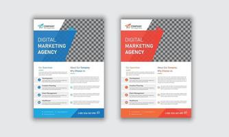 Flyer-Design für digitale Marketingagenturen, Social-Media-Postbanner für digitale Marketingagenturen, quadratische Flyer-Vorlagen, Web-Banner-Postvorlagen vektor