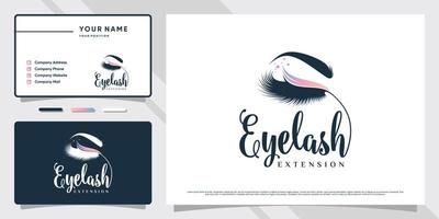 Wimpern-Logo-Design für Make-up-Studio mit kreativem Konzept und Visitenkartenvorlage vektor