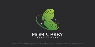 mamma och bebis logotyp design vektor illustration med kreativ element begrepp