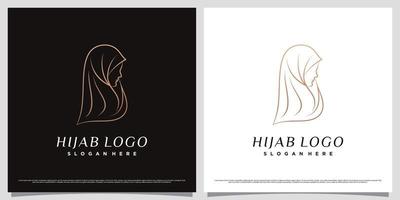 muslimah frauen logo design mit hijab mit line art konzept und kreativem element vektor