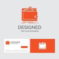 Business-Logo-Vorlage für Bargeld. Finanzen. Geld. persönlich. Geldbeutel. orange visitenkarten mit markenlogo-vorlage. vektor