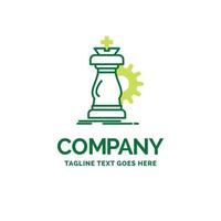 strategi. schack. häst. riddare. Framgång platt företag logotyp mall. kreativ grön varumärke namn design. vektor