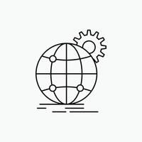 internationell, företag, klot, värld bred, redskap linje ikon. vektor isolerat illustration