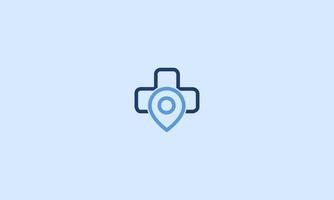 Logo-Designvektor für medizinische Standorte, plus Symbol mit Pin-Map-Logo-Kombination vektor
