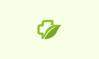 Vektorkreuz und -blatt, grünes medizinisches Logo des Gesundheitswesens lokalisiert vektor