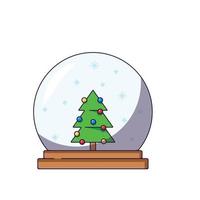 weihnachts- und neujahrskonzept. lebendige vektorillustration des weihnachtsbaums innerhalb der glaskugel im karikaturstil. lebendiges Bild, perfekt für Websites, Bücher, Geschäfte, Läden vektor