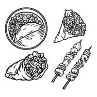 kebab illustration använder sig av en hand teckning stil vektor
