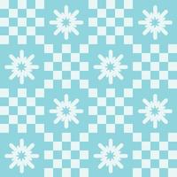 niedlicher y2k-patchwork-weihnachtsnahtloser musterhintergrund mit schneeflockenikone, einfarbiger blauer schachbretthintergrund. modernes, trendiges vektordesign, ästhetischer retro-vibe-druck für textilien, tapeten vektor