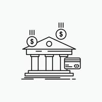 Bank, betalningar, bank, finansiell, pengar linje ikon. vektor isolerat illustration